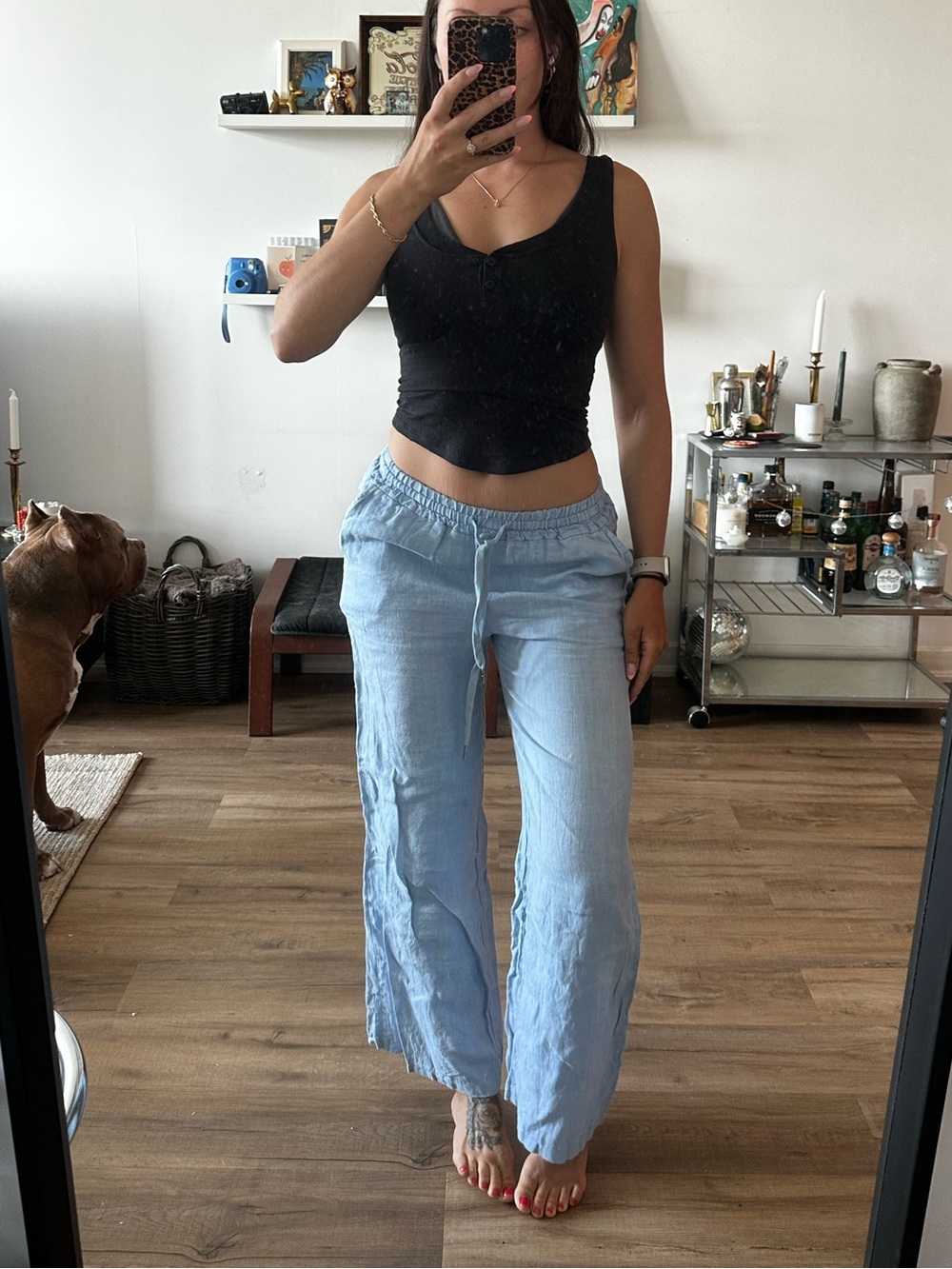 Aqua Blue Linen Pants *Made In Italy